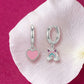 Pink Heart &amp; Rainbow Charm Hoop Earrings image 0