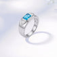 Tri-Stone Silver Statement Ring – Blue, Green &amp; Yellow Variants - Blue, 9 image