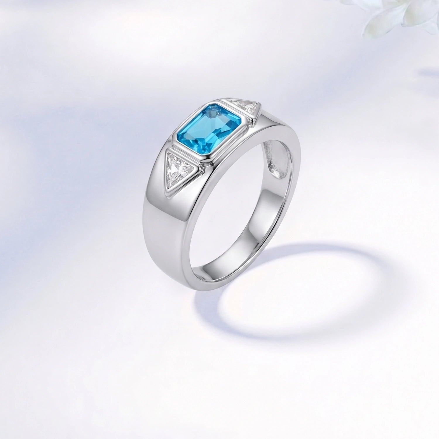 Tri-Stone Silver Statement Ring – Blue, Green &amp; Yellow Variants - Blue, 9 image