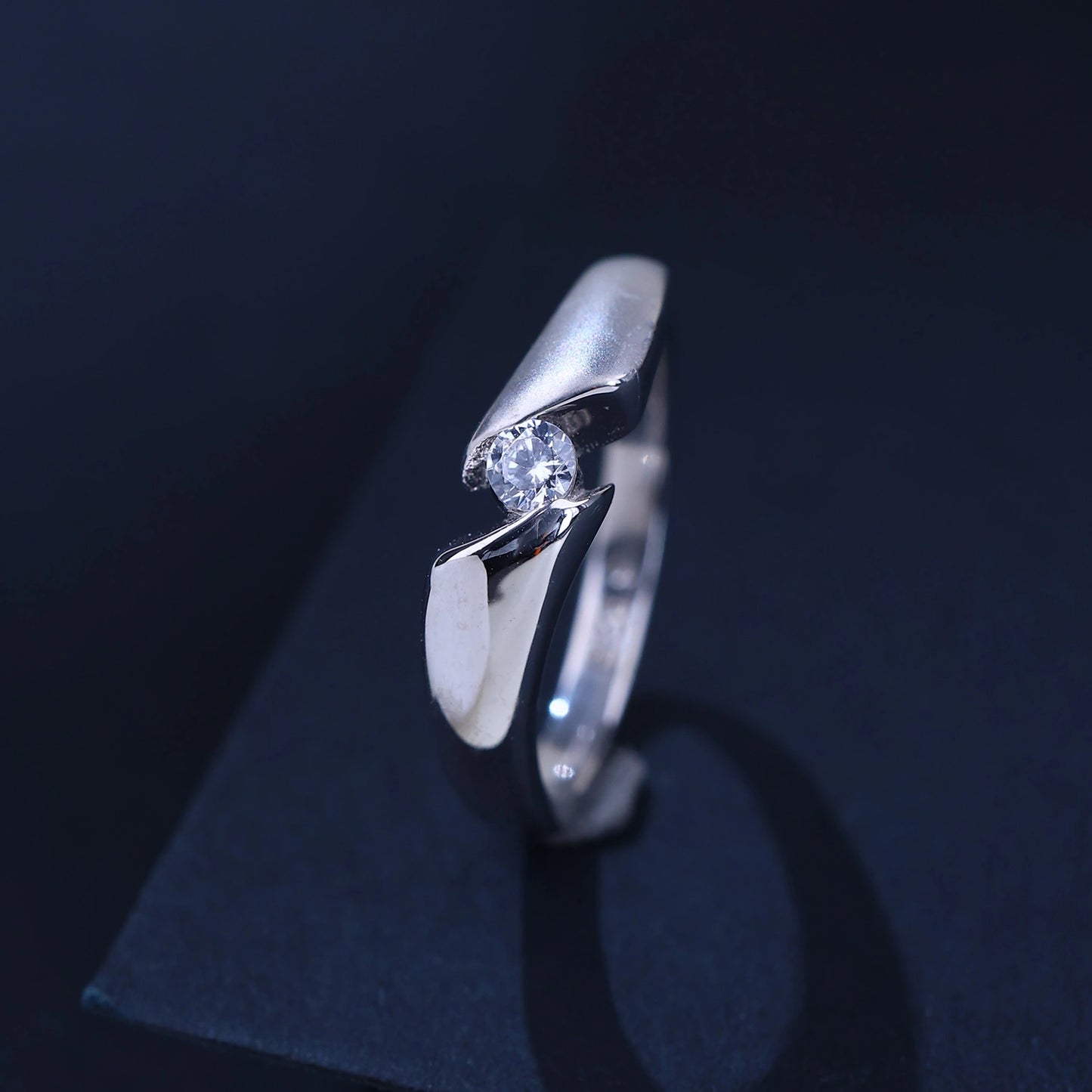 The Alencia Urban Serenade Peak Bypass Solitaire Ring image 0