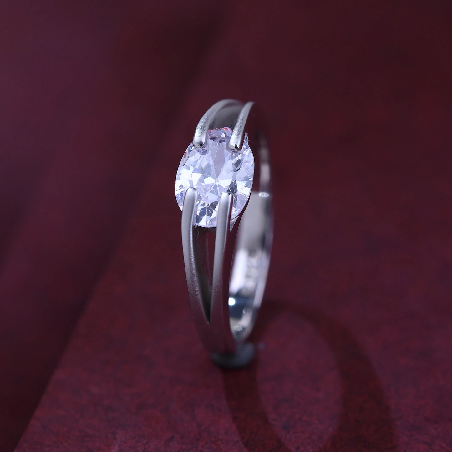 The Alencia Urban Serenade Split-Shank Oval Solitaire Ring image 0