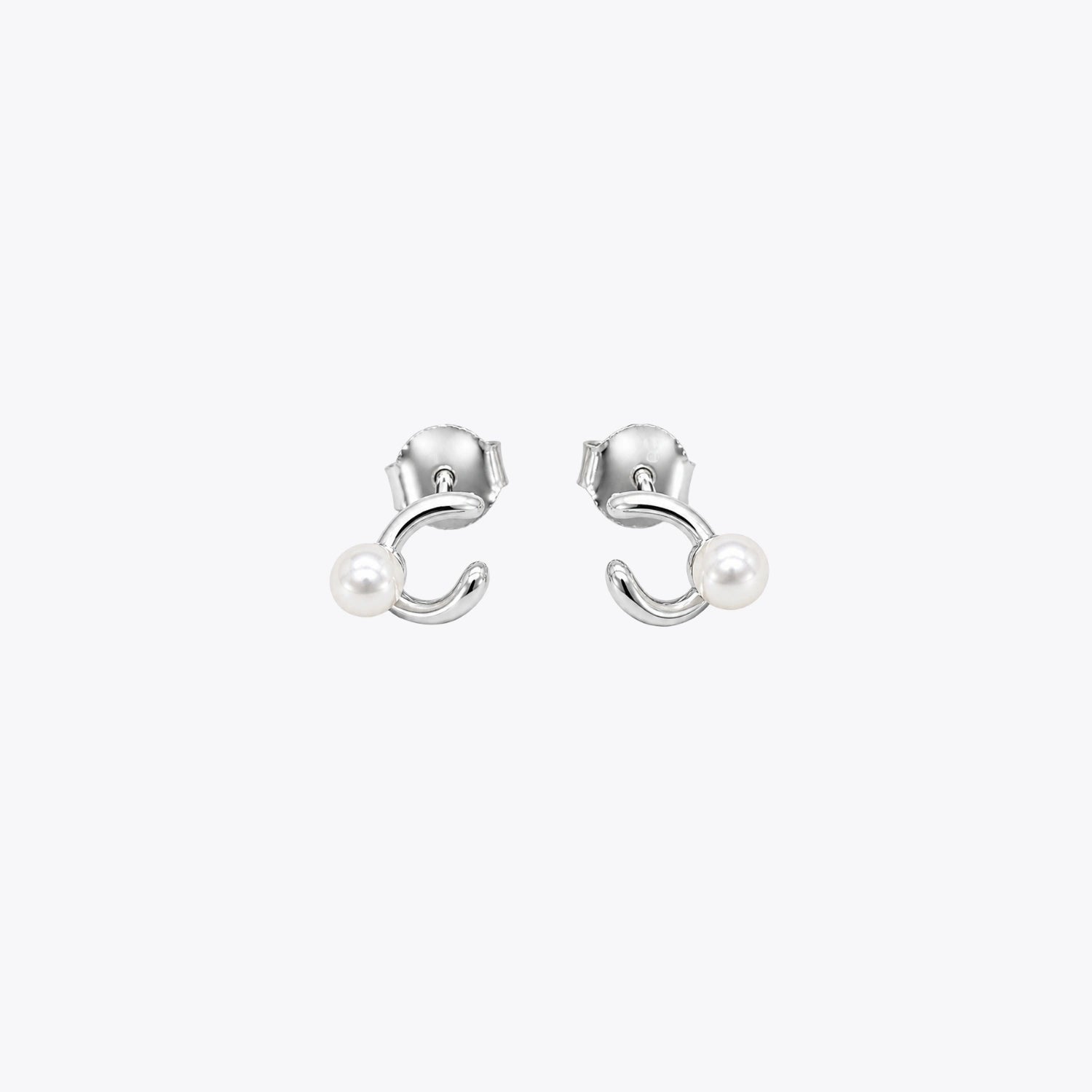 Pearl Curve Hoop Stud Earrings image 2