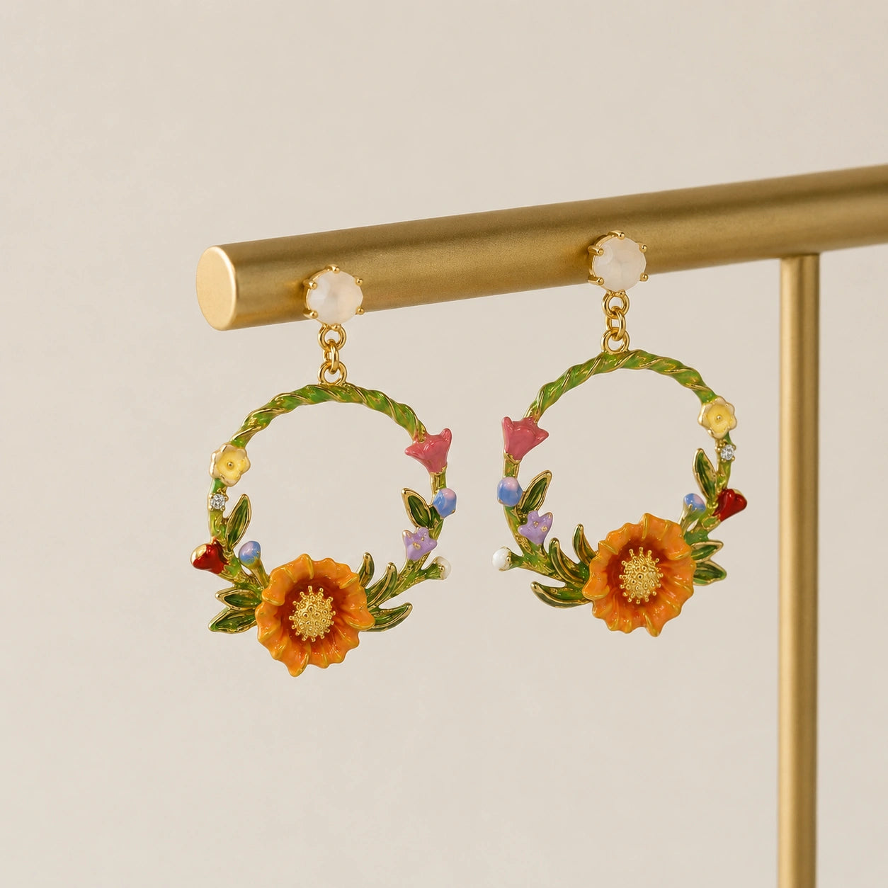 Garden Bloom Floral Hoop Earrings image 0