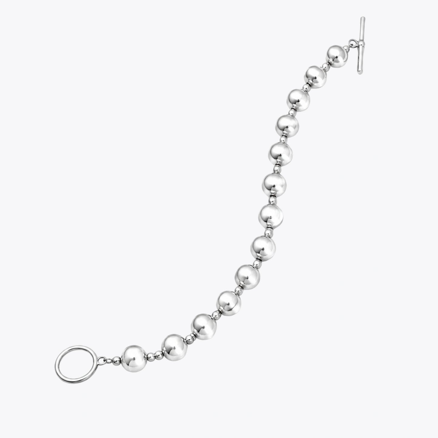 Silver Textured Bead Toggle Bracelet image 2