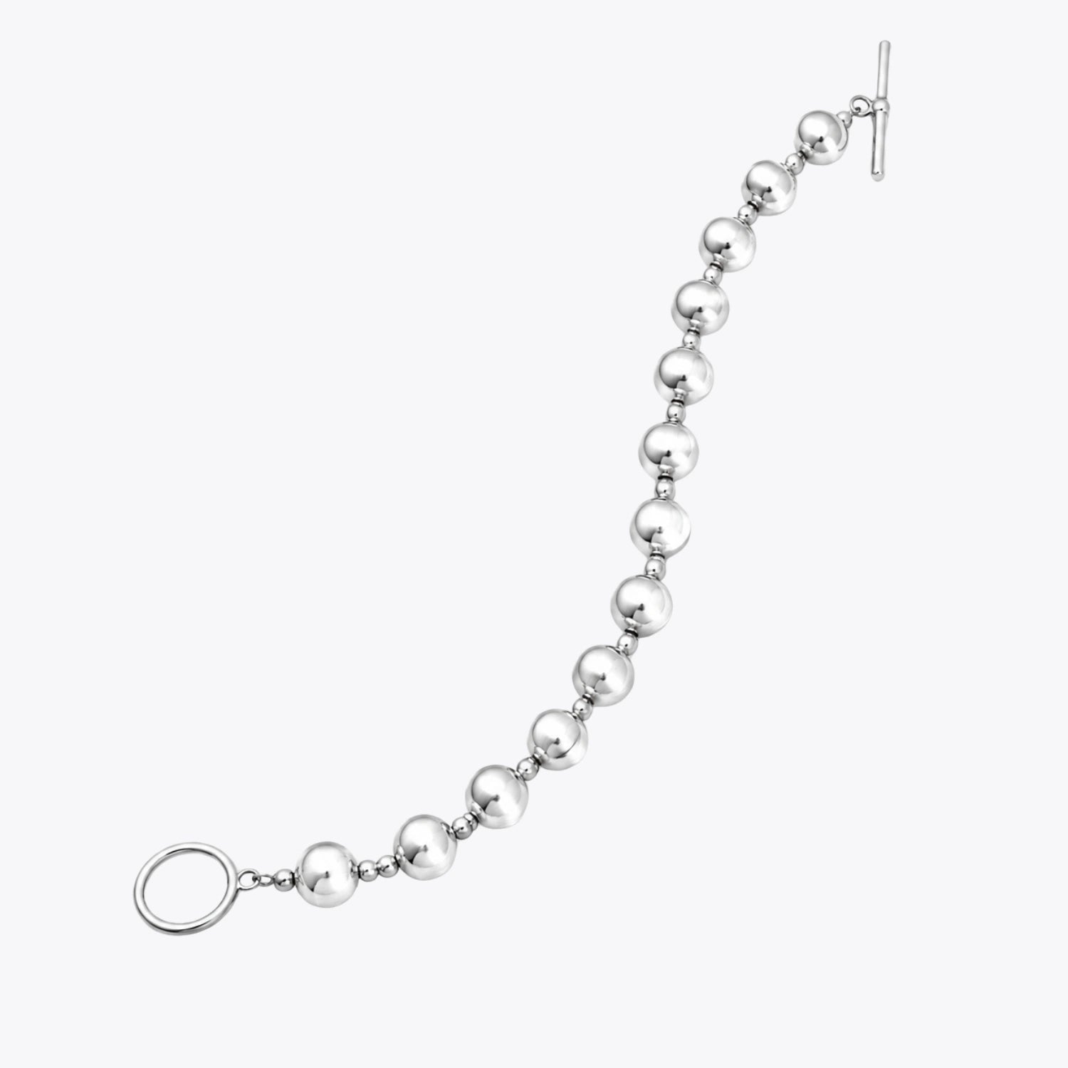 Silver Textured Bead Toggle Bracelet image 2
