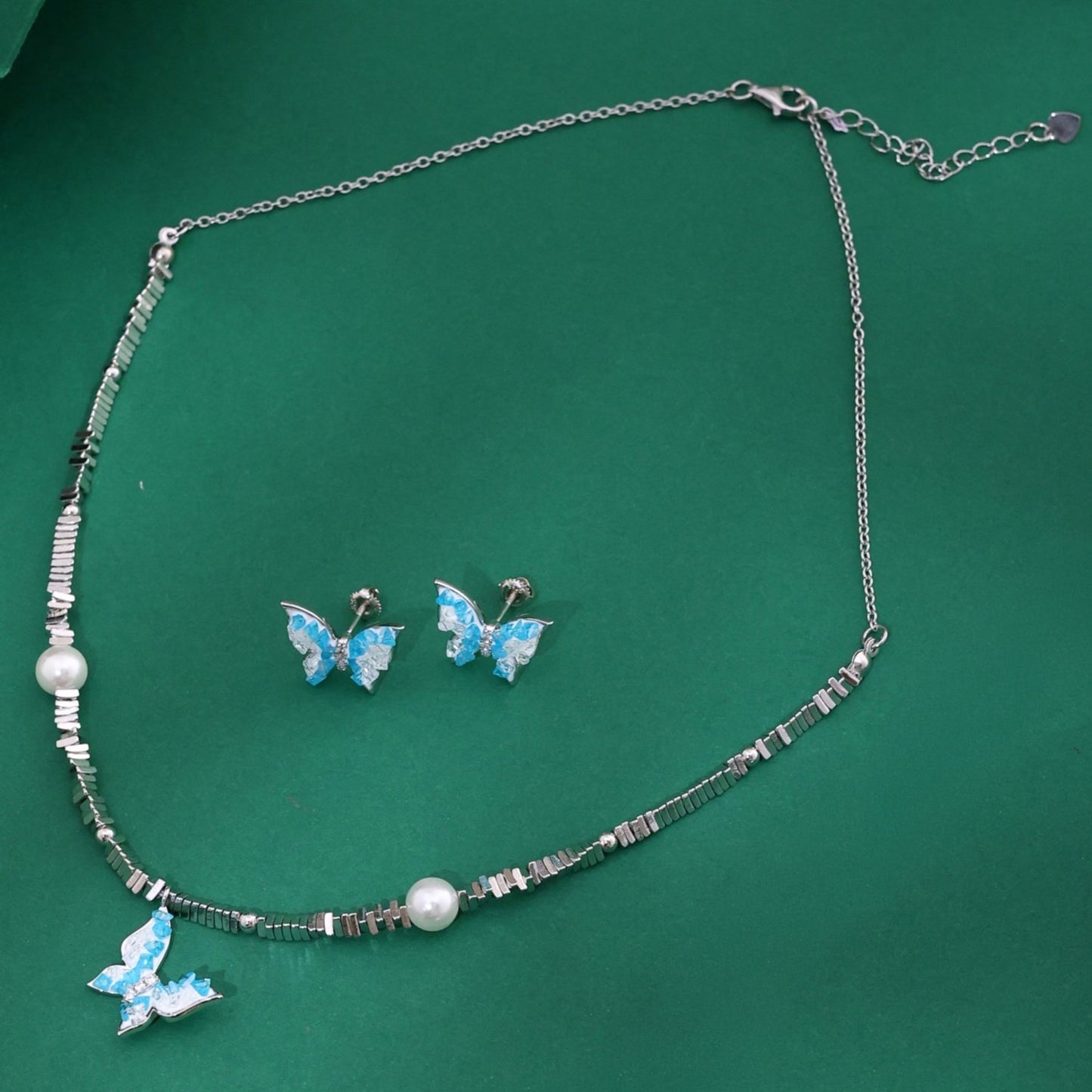 ALENCIA Azure Blossom Crystal &amp; Pearl Jewelry Set image 0