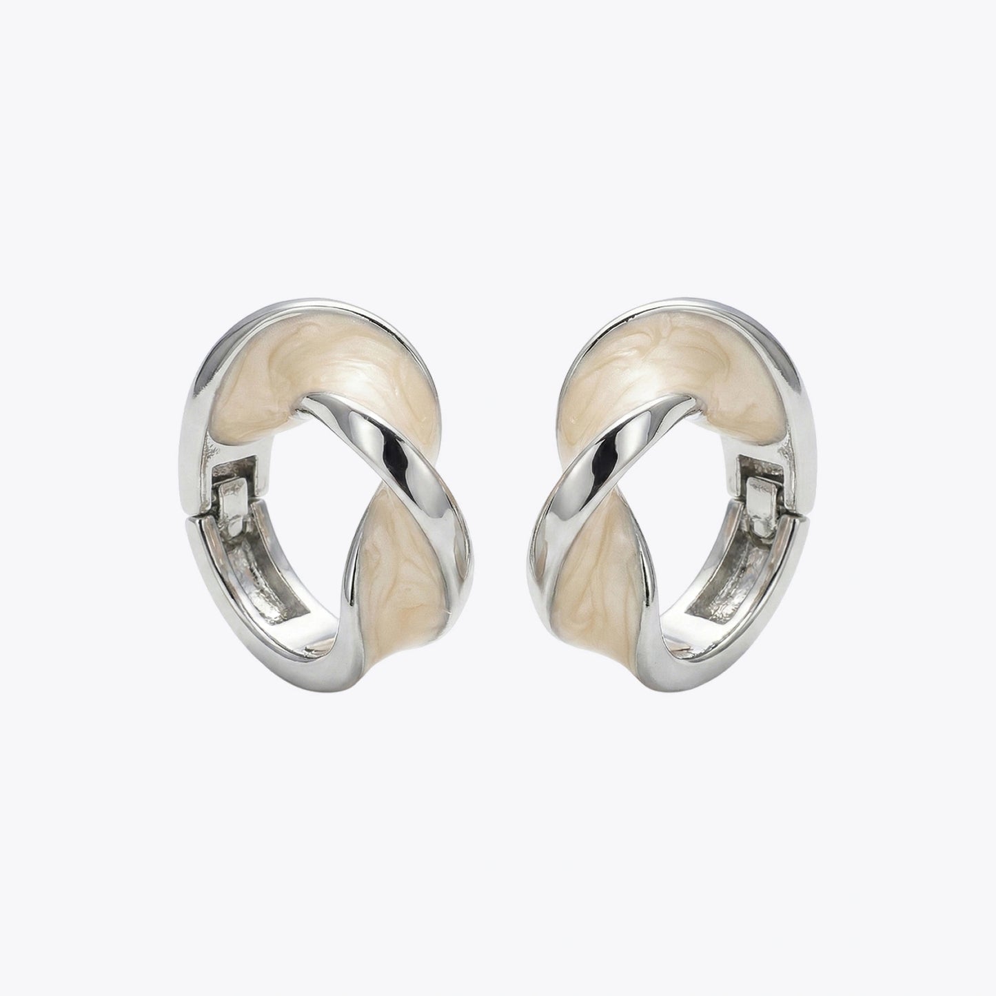 Ivory Twist Silver Hoop Earrings image 2