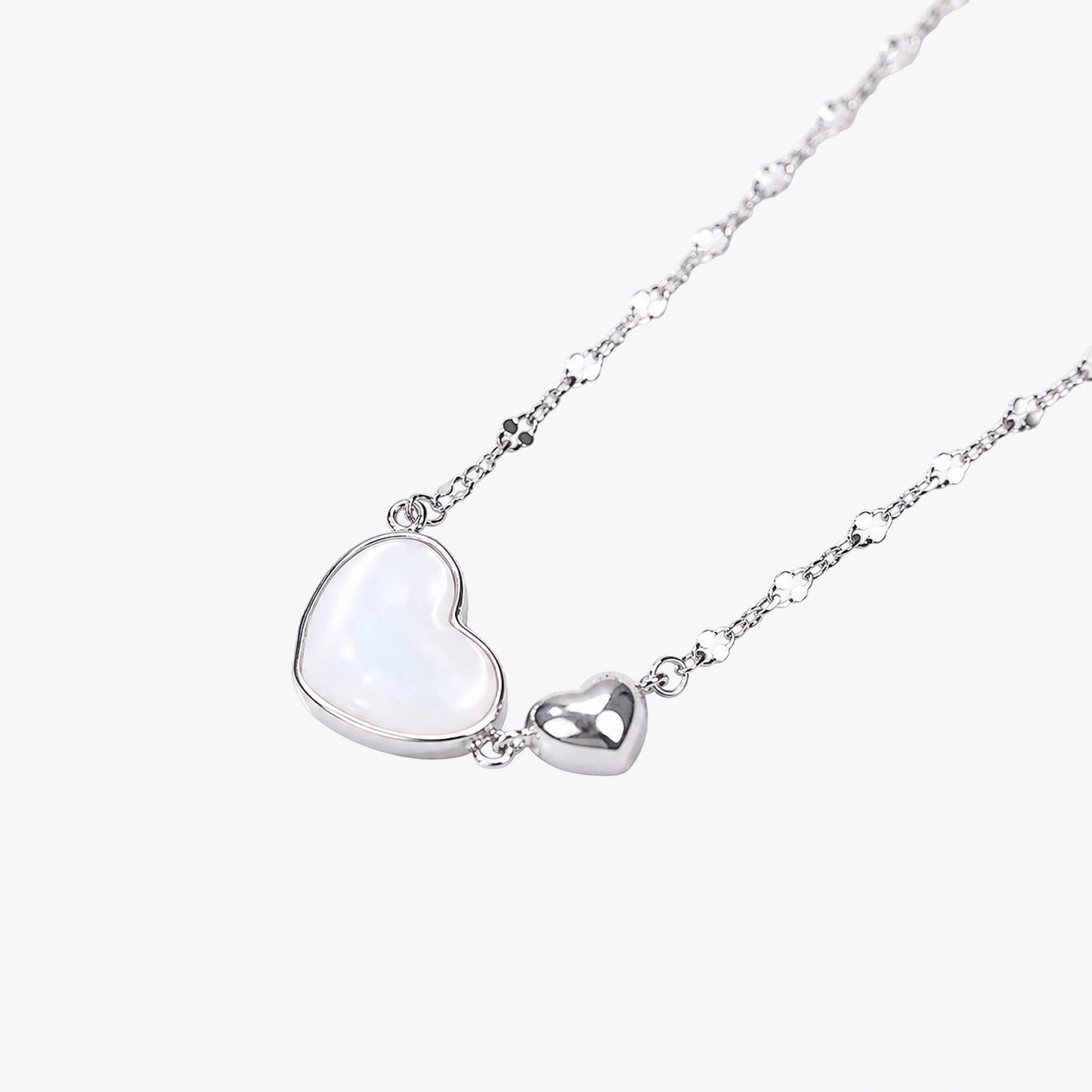 The Alencia Urban Dual Heart Nacre Silver Necklace image 2