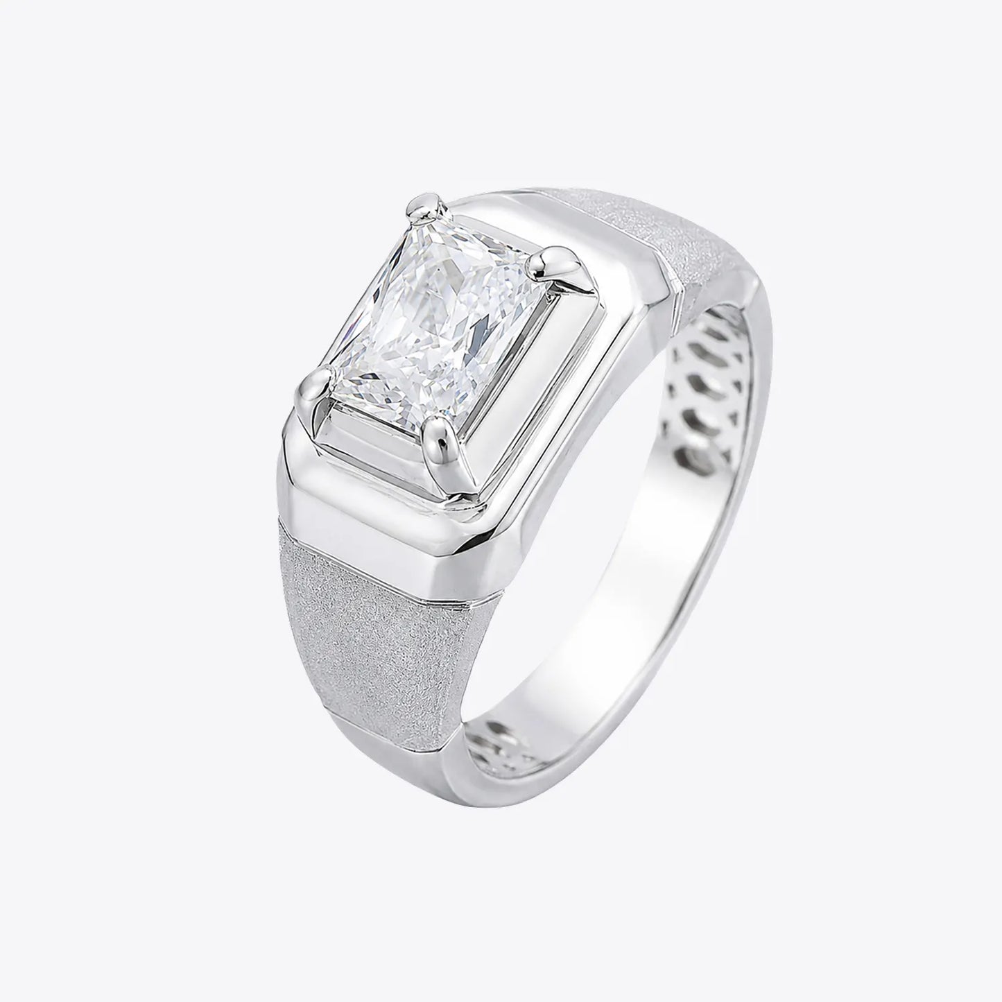 The Alencia Urban Brushed Radiant Solitaire Silver Ring image 2