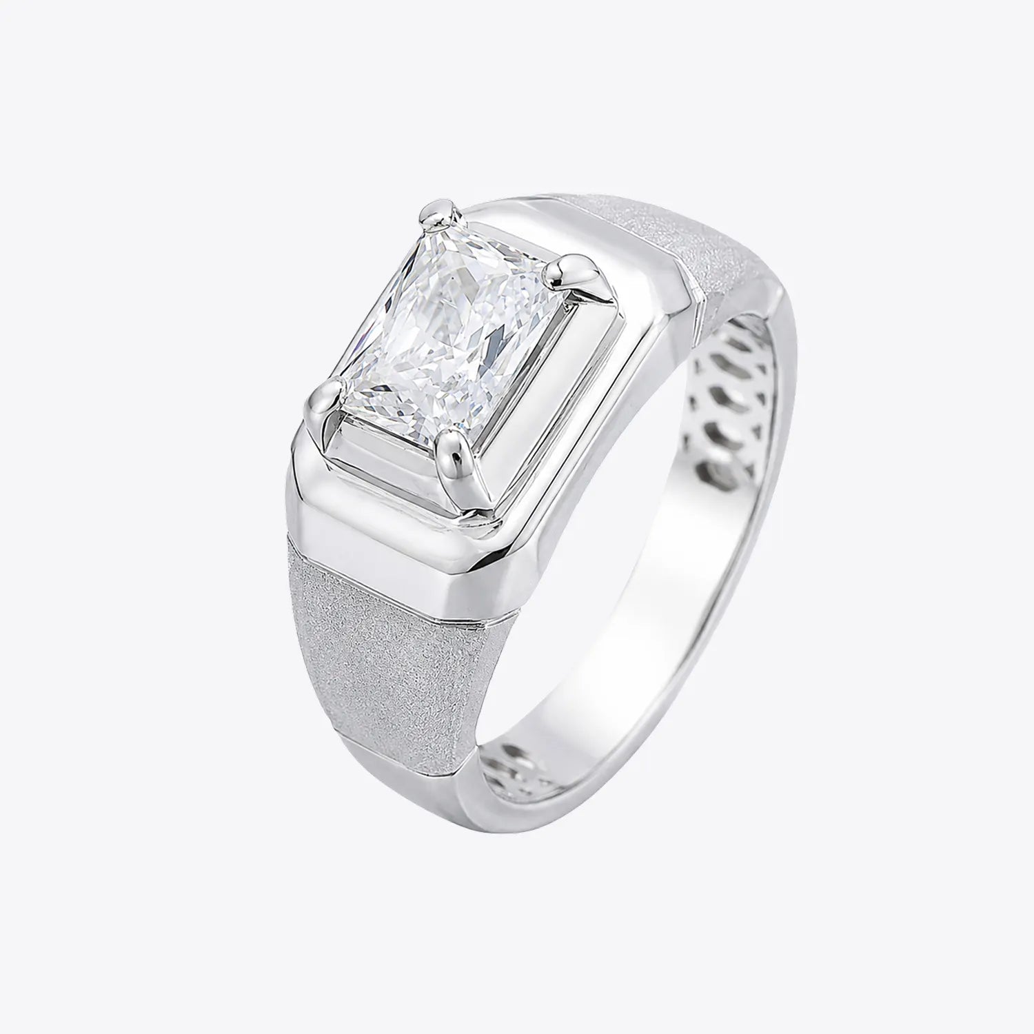 The Alencia Urban Brushed Radiant Solitaire Silver Ring image 2