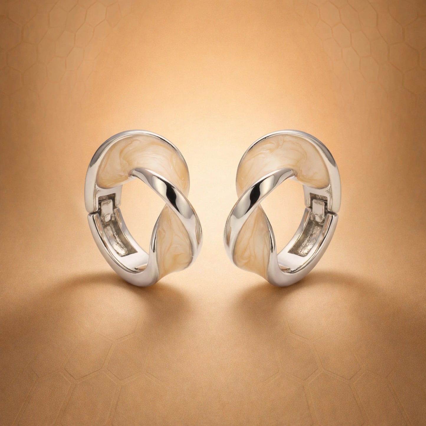 Ivory Twist Silver Hoop Earrings image 0