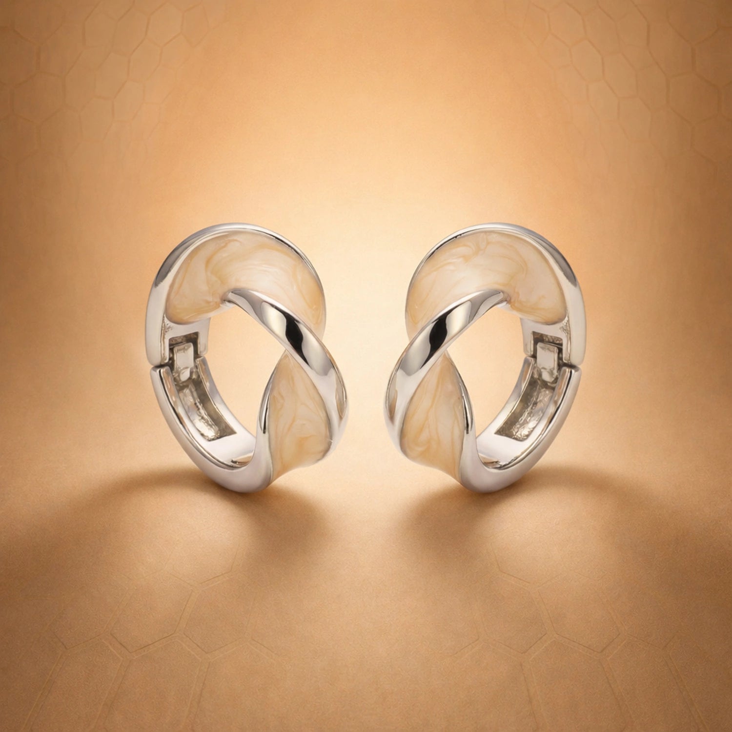 Ivory Twist Silver Hoop Earrings image 0