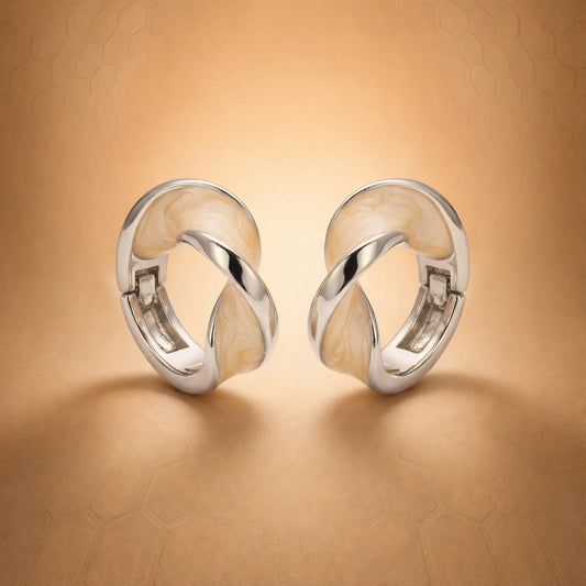 Ivory Twist Silver Hoop Earrings image 0
