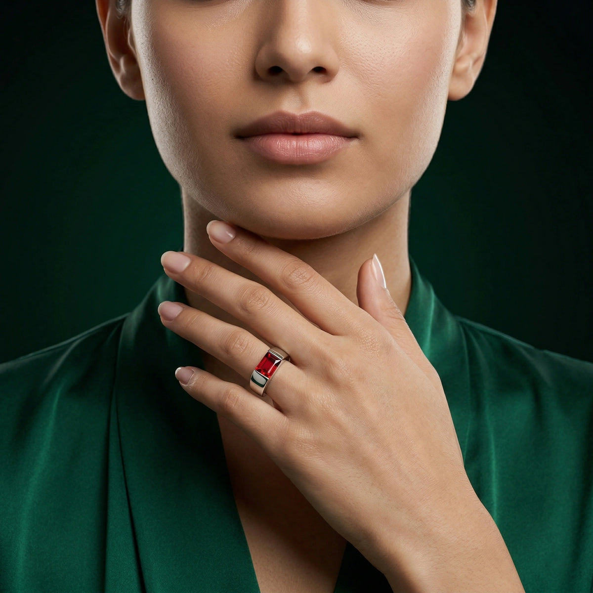 Luxe Emerald-Cut Gemstone Silver Ring – Blue, Ruby Red &amp; Golden Yellow Variations image 5