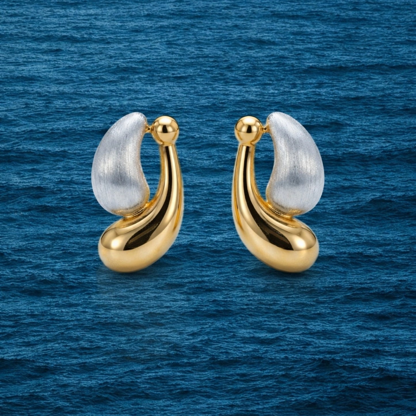 Two-Tone Sculpted Drop Earrings image 0