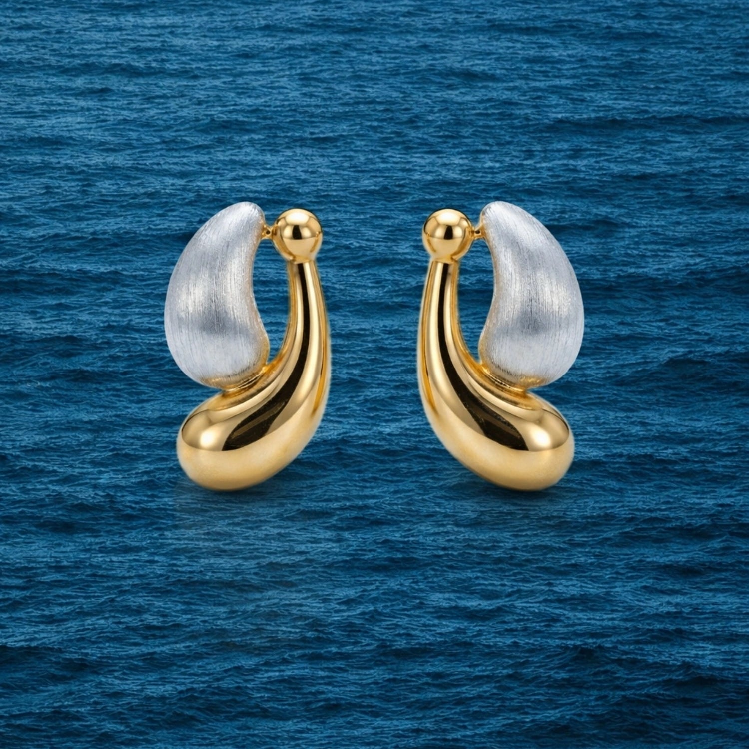 Two-Tone Sculpted Drop Earrings image 0
