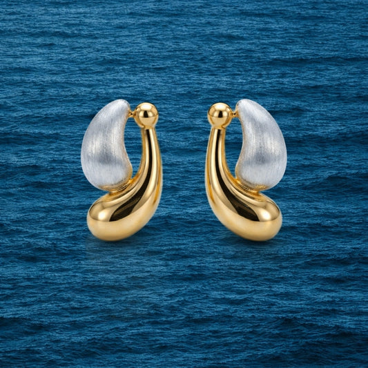 Two-Tone Sculpted Drop Earrings image 0