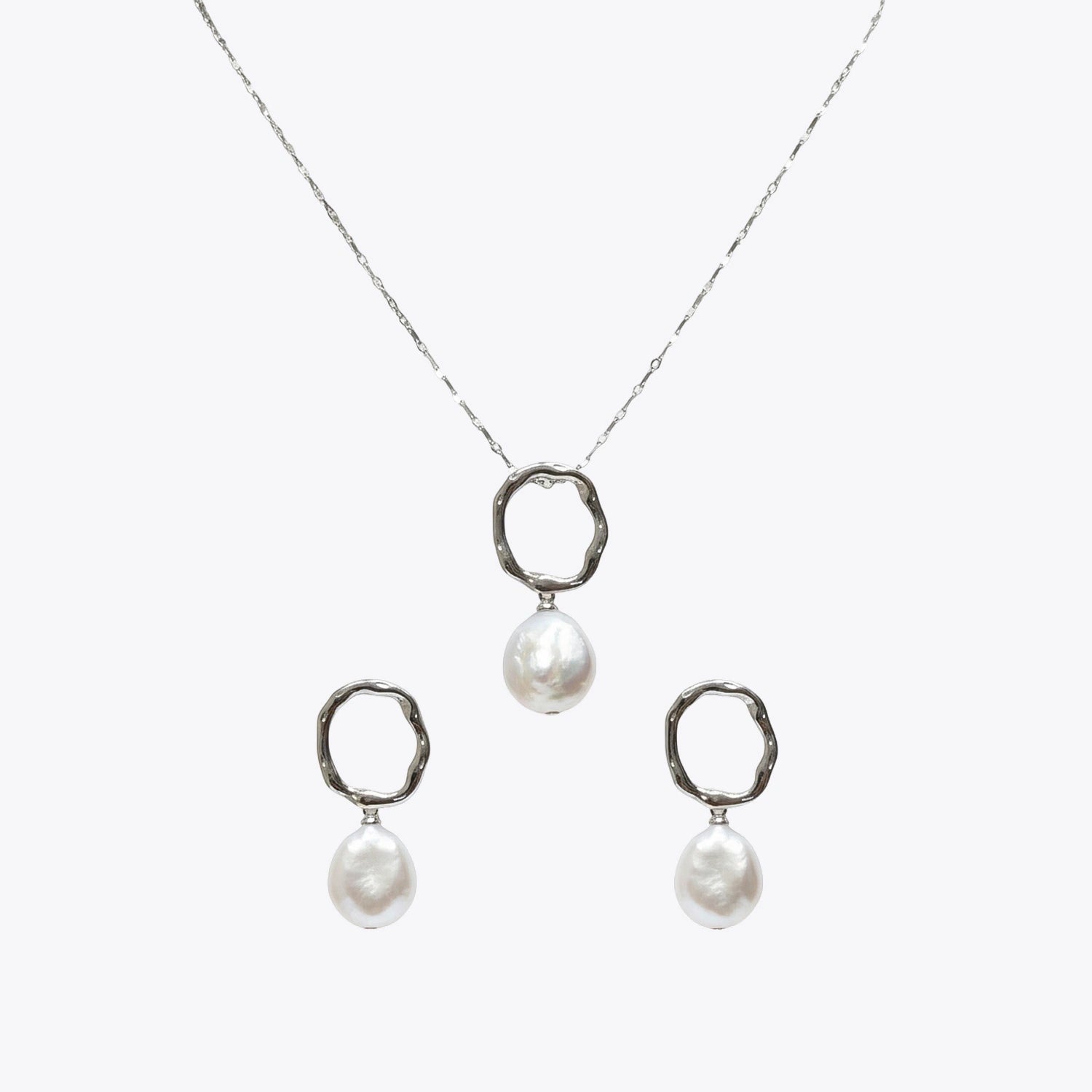 Liquid Silver &amp; Baroque Pearl Set image 2