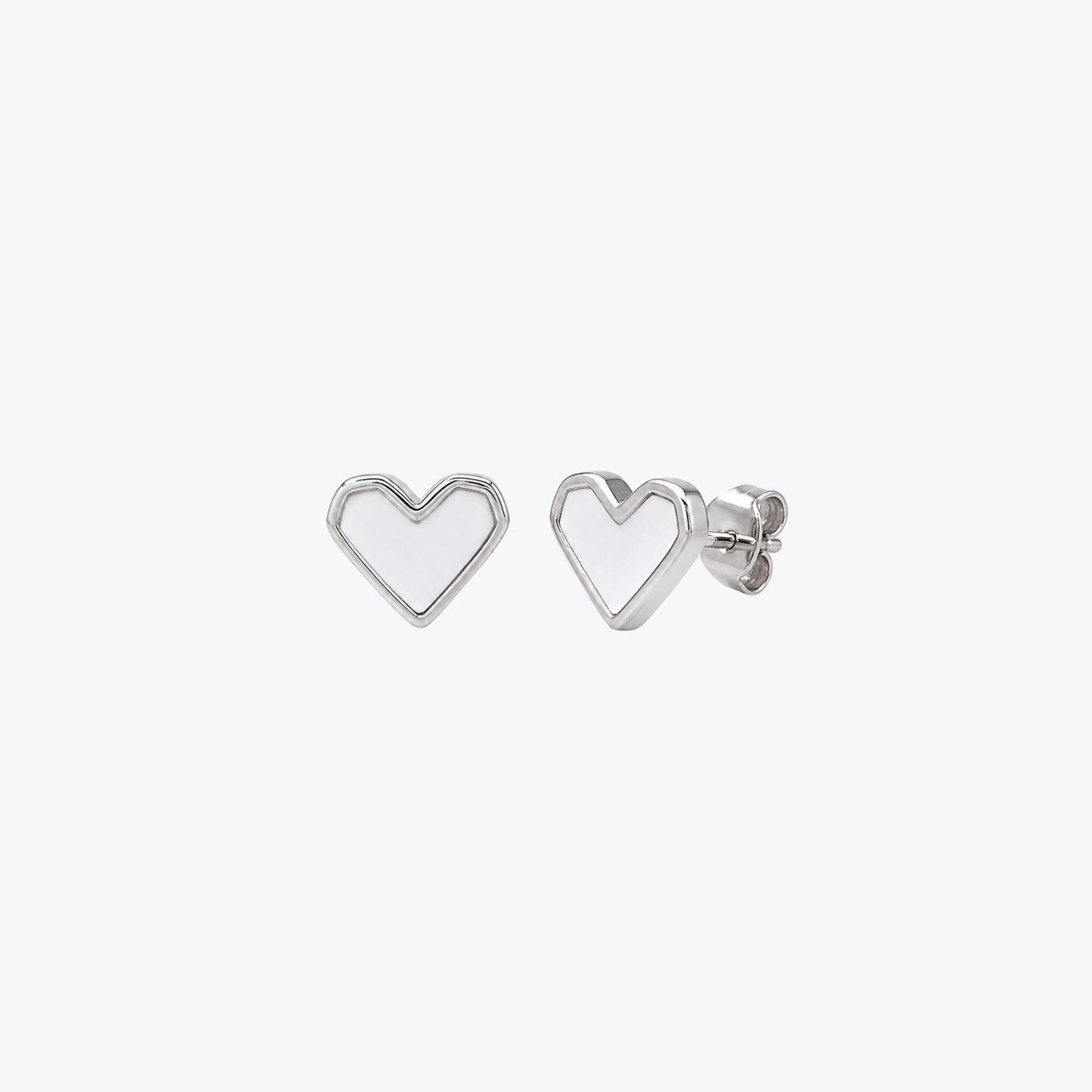 Minimal Heart Silver Stud Earrings image 2