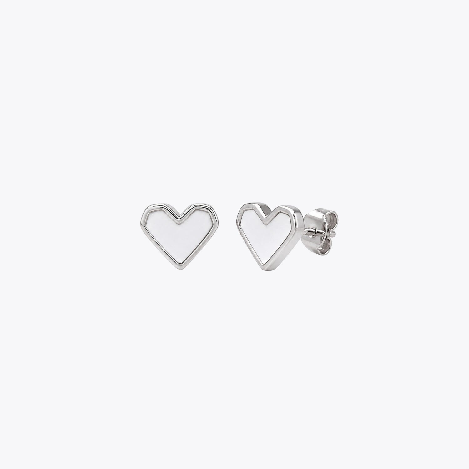 Minimal Heart Silver Stud Earrings image 2
