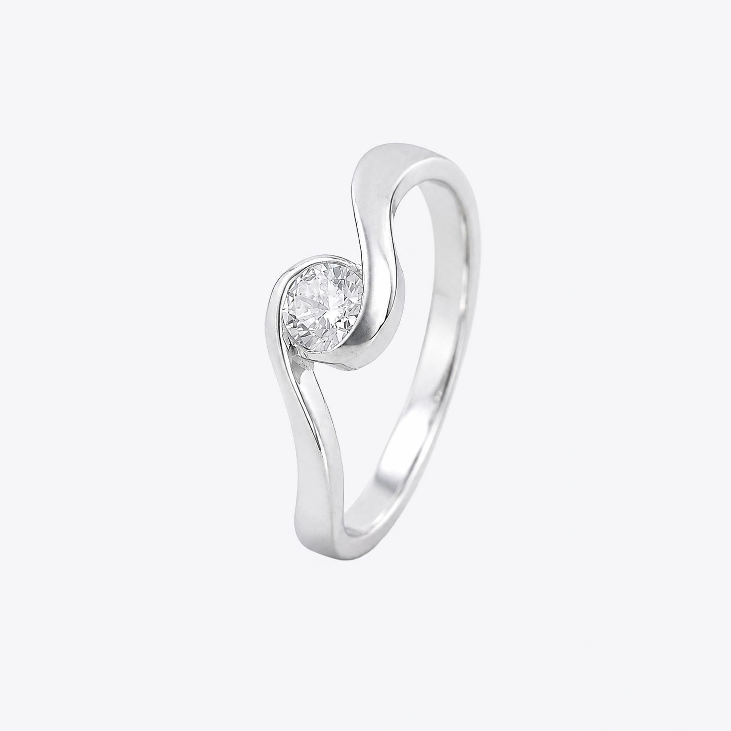 The Alencia Urban Serenade Wave Bypass Solitaire Ring image 2