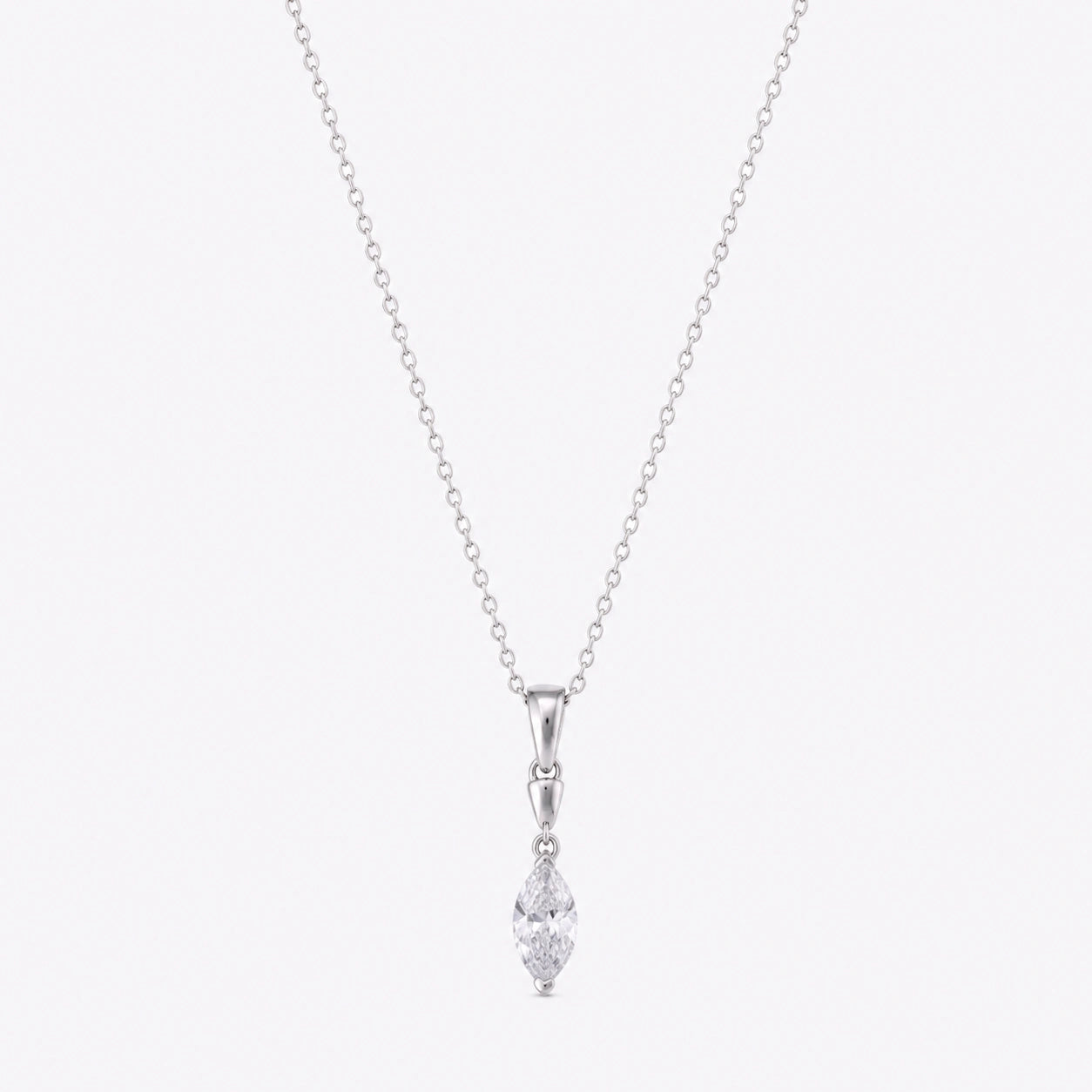 Marquise Solitaire Silver Pendant Necklace image 2