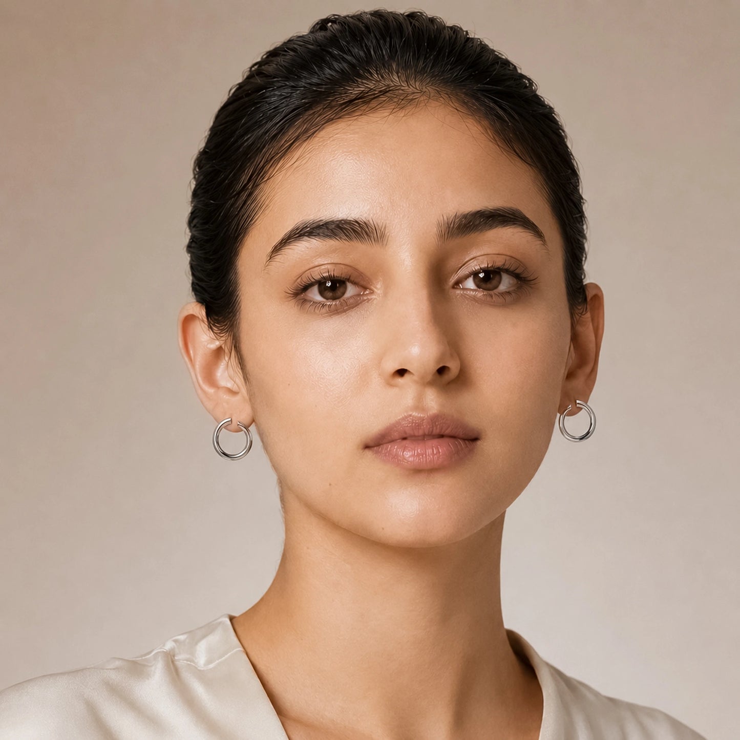 Silver Open Hoop Earrings image 1