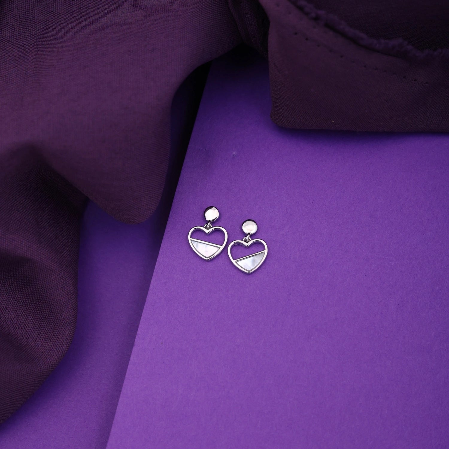 Heart Pearl Silver Drop Earrings image 0