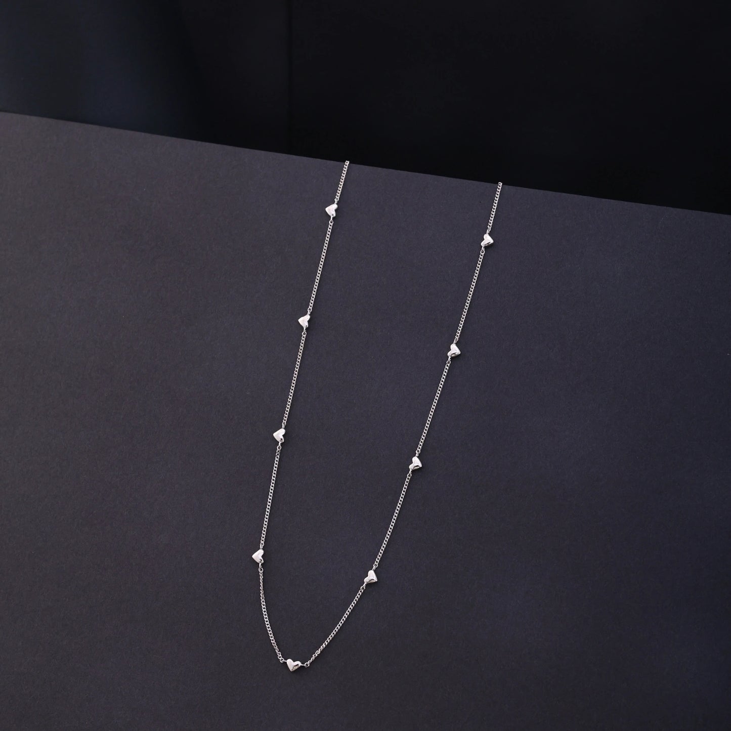 Silver Heart Station Chain Necklace image 0