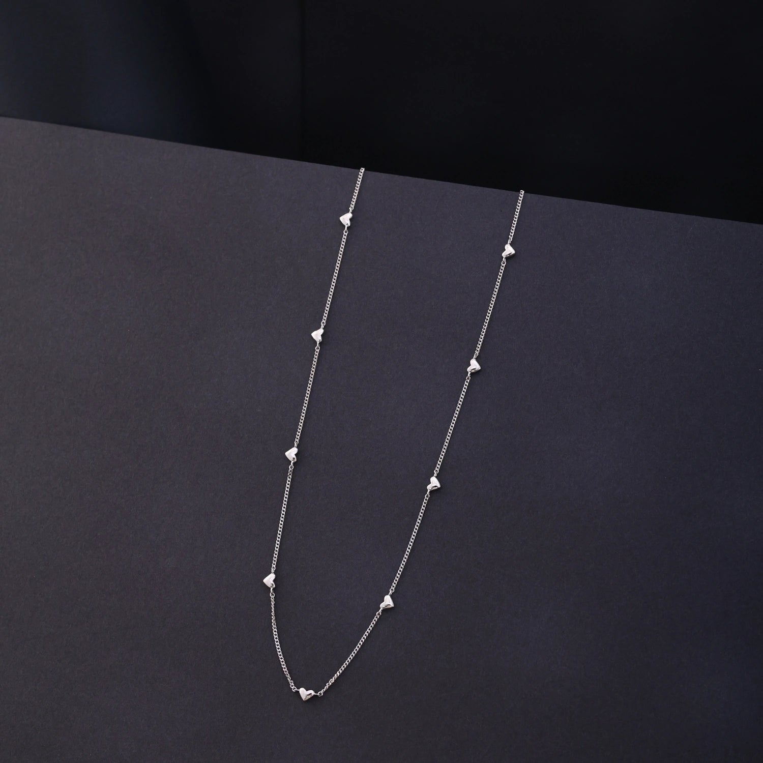 Silver Heart Station Chain Necklace image 0