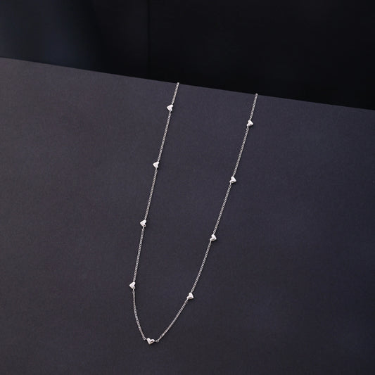 Silver Heart Station Chain Necklace image 0