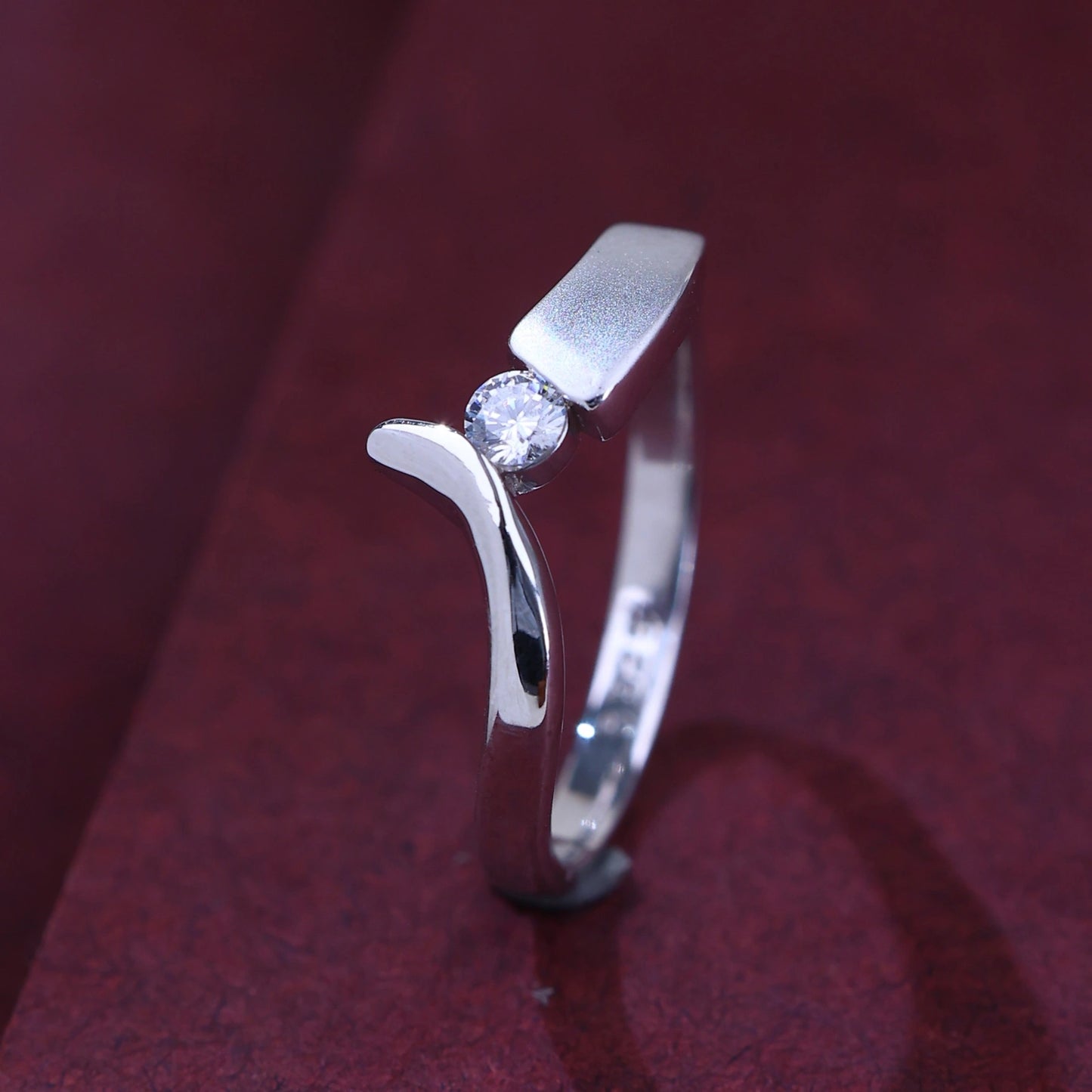 The Alencia Urban Serenade Block Bypass Solitaire Ring image 0