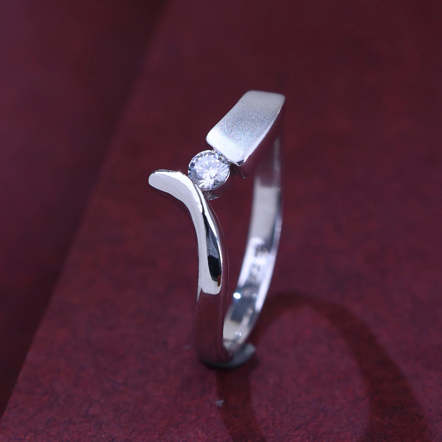 The Alencia Urban Serenade Block Bypass Solitaire Ring image 0