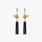 Golden Teardrop Black Tassel Earrings image 2