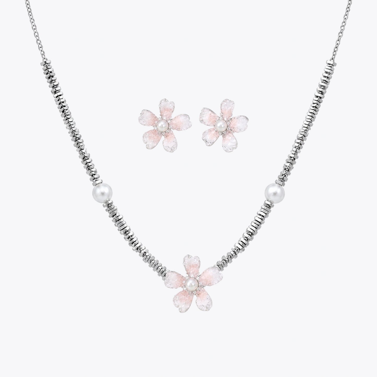Aqua Bloom Pearl Necklace &amp; Earrings Combo image 7