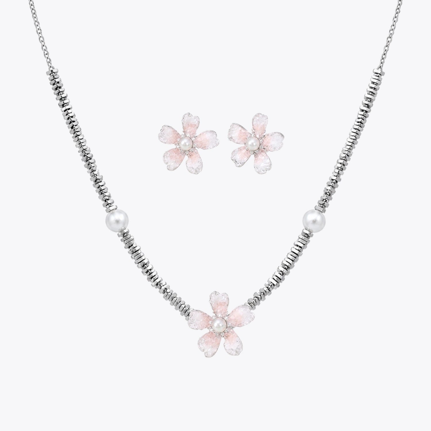 Aqua Bloom Pearl Necklace &amp; Earrings Combo image 7