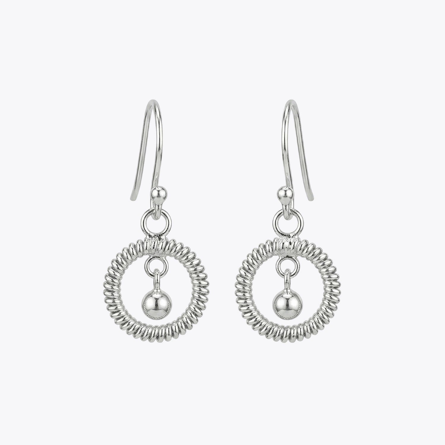 Silver Ripple Circle Drop Earrings image 2