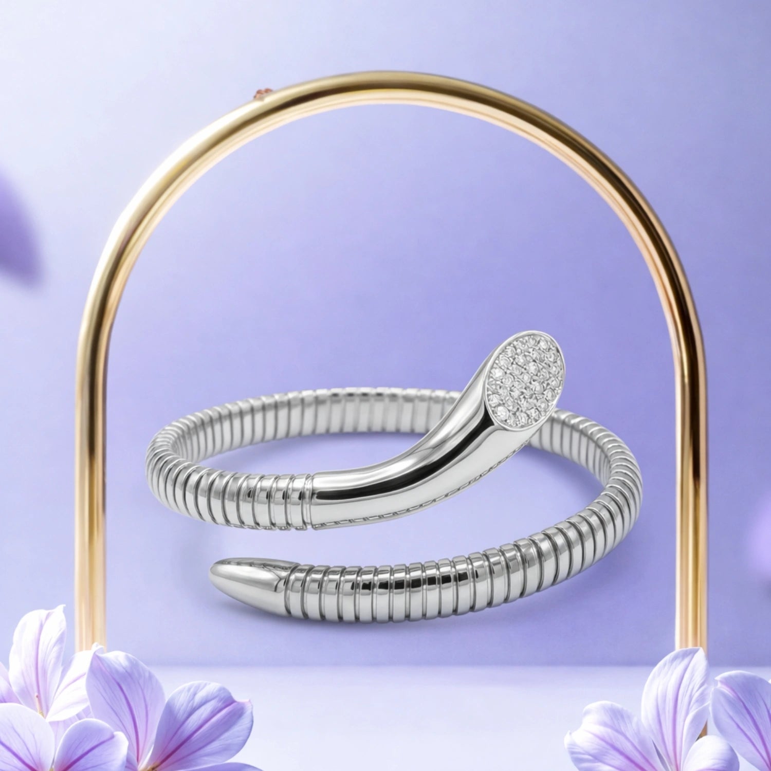 Silver Pave Nail Cuff Bracelet image 0