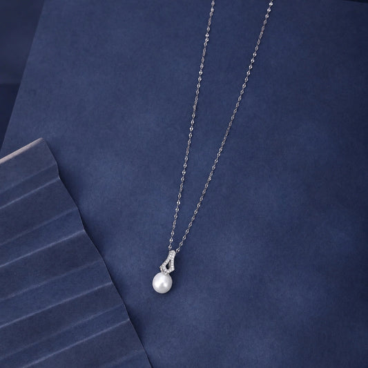 Pearl Drop Silver Pendant Necklace image 0
