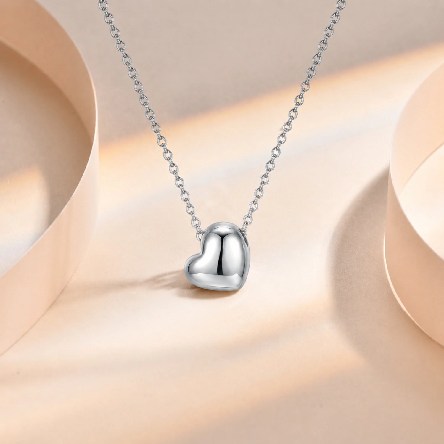 Silver Puffy Heart Pendant Necklace image 0
