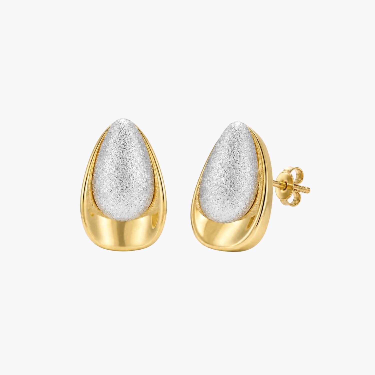 Two-Tone Teardrop Stud Earrings image 2
