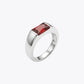 Luxe Emerald-Cut Gemstone Silver Ring – Blue, Ruby Red &amp; Golden Yellow Variations image 7