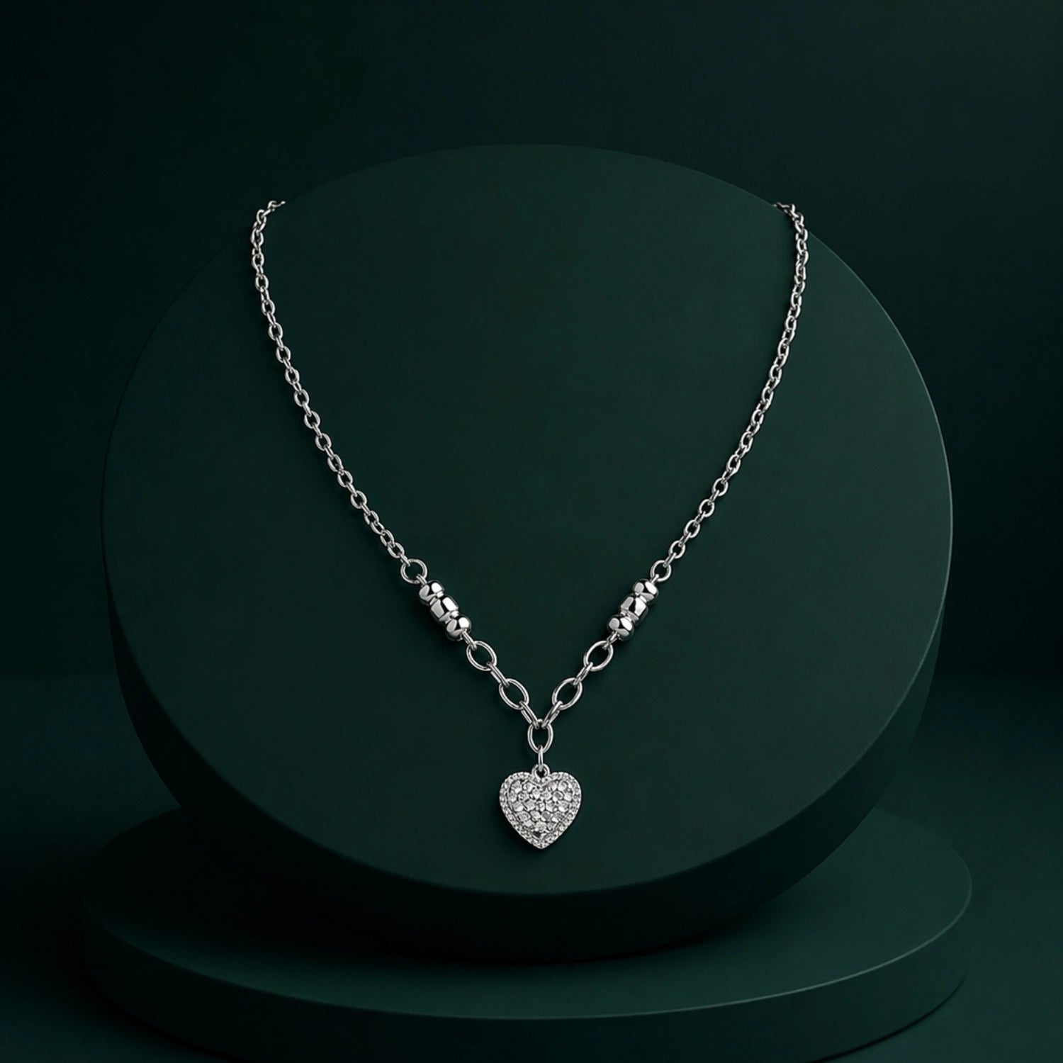 Crystal Heart Charm Silver Necklace image 0