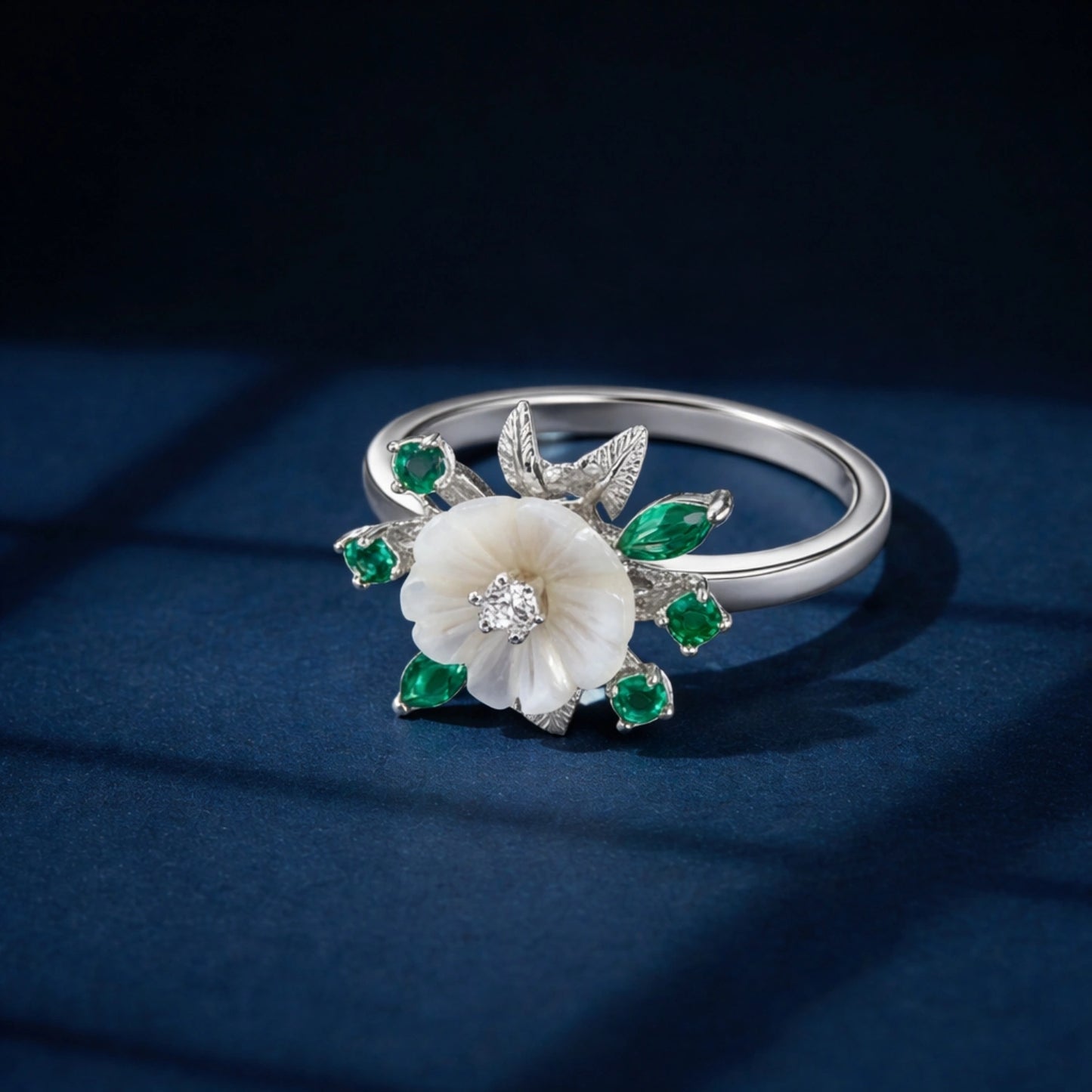 Emerald Bloom Floral Ring image 0