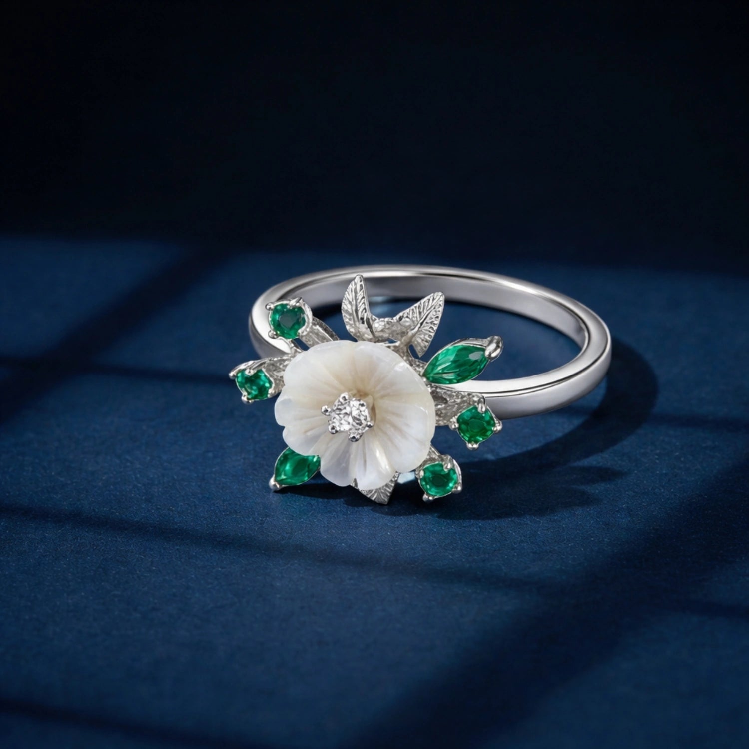 Emerald Bloom Floral Ring image 0