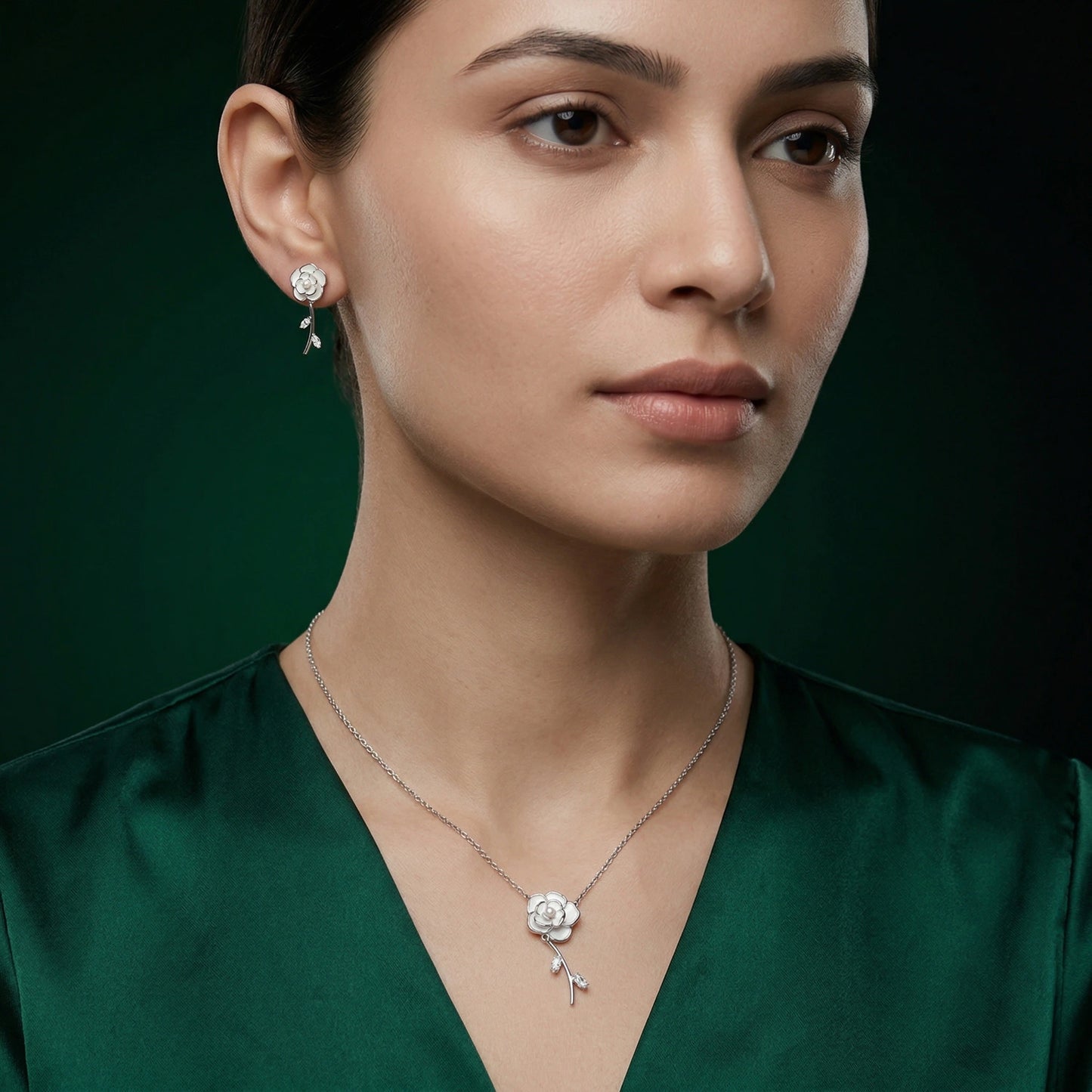 ALENCIA Azure Blossom Crystal &amp; Pearl Set image 1