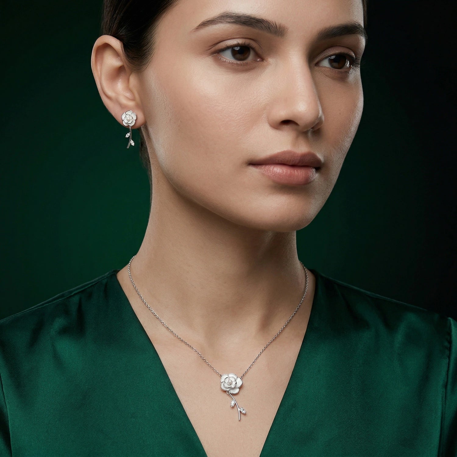 ALENCIA Azure Blossom Crystal &amp; Pearl Set image 1
