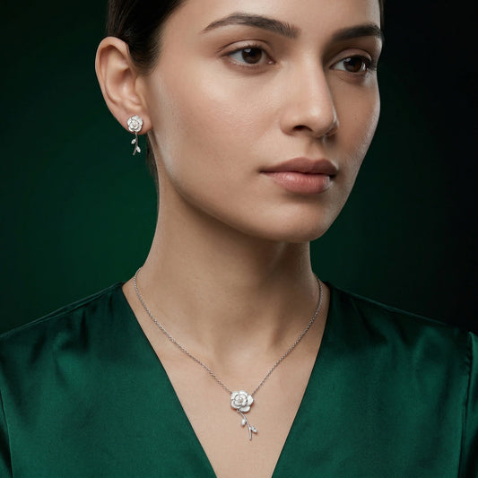 ALENCIA Azure Blossom Crystal &amp; Pearl Set image 1