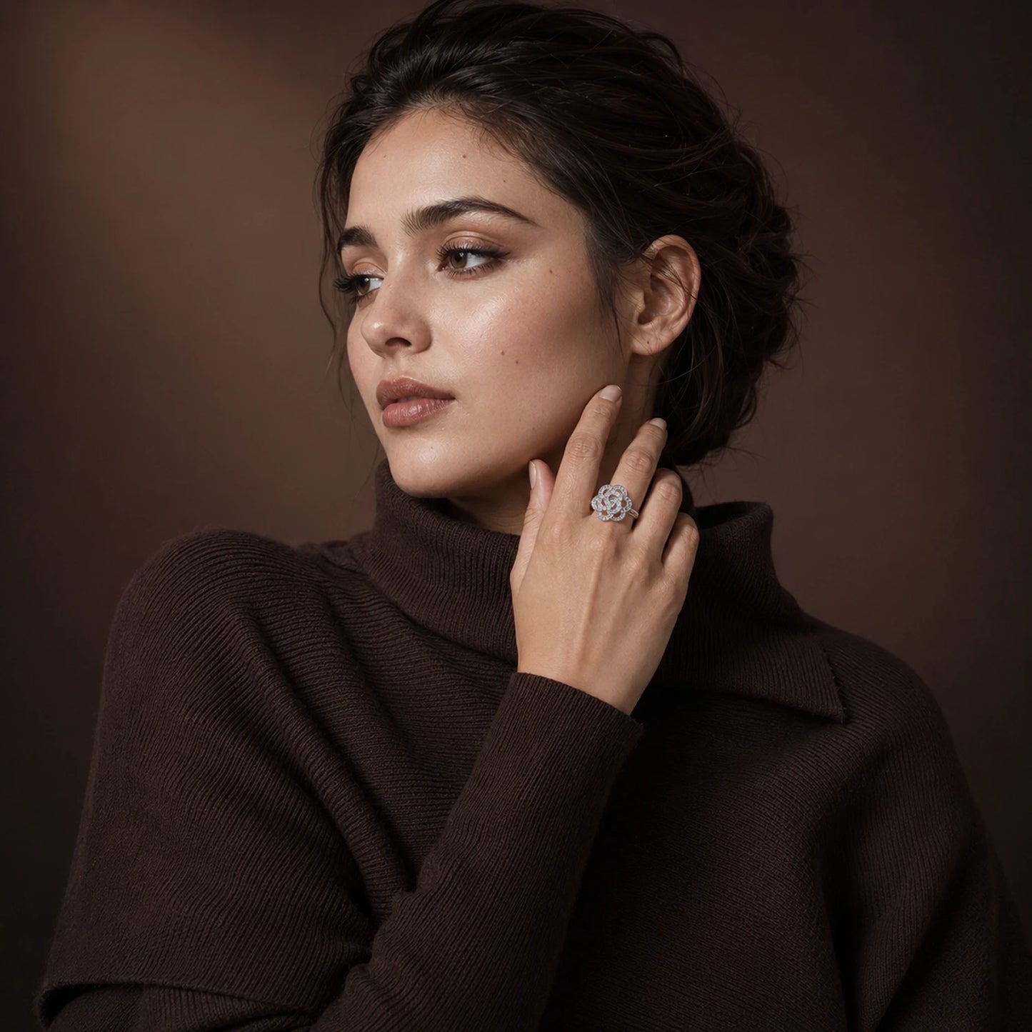 The Alencia Celestial Rose Baguette Diamond Statement Ring image 1