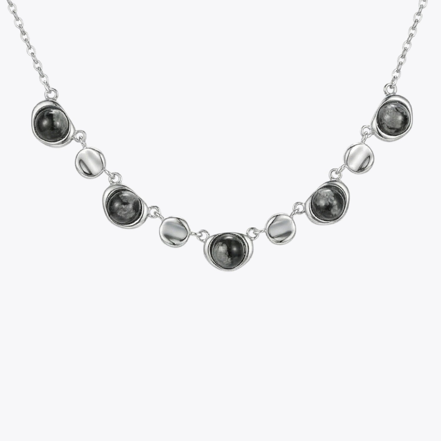 Midnight Pebble Silver Necklace &amp; Earrings Combo image 3